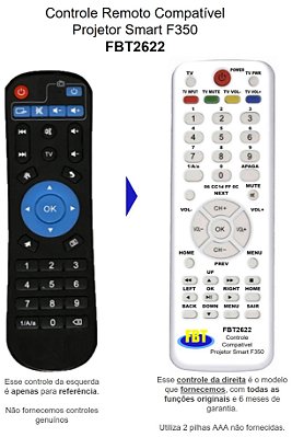 Controle Compatível SMART Projector F350 FBT2622