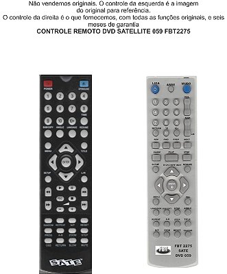 Controle Compatível Sate Dvd059 Fbt 2275