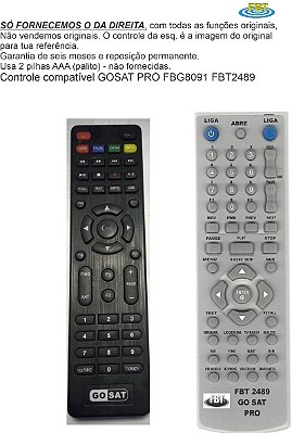 Controle Compatível GOSAT GO SAT PRO FBG8091 FBT2489