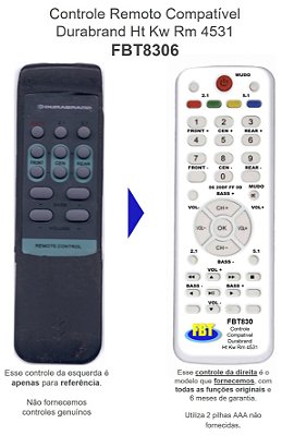 Controle Compatível para HT Home Durabrand KW RW 4531 FBT830
