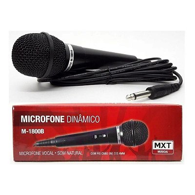 Microfone Vocal Dinâmico Mxt Com Cabo 3 Metros M-1800B FBT9997