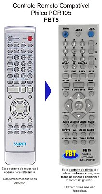 Controle Compatível para DVD Philco  PCR105 DV-Pix20 / DVP3000 3500 4000 4800 FBT5