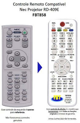 Controle Compatível Projetor NEC Rd 409 427 410 423 FBT858