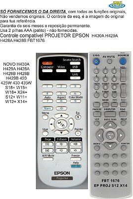 Controle Compatível para Projetor Epson H430A H429A H428A H428B H428B H429B 420 FBT1676