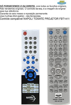 Controle Compatível Napoli Toma Projetor FBT1411