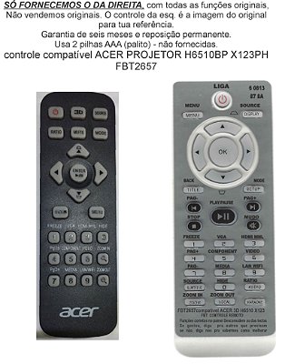 Controle Compatível para Projetor Acer H6510 Bd X123Ph FBT2657