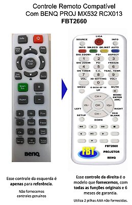 Controle Compatível BENQ Datashow PROJ MX532 - RCX013 FBT2660