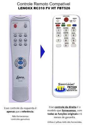 Controle Compatível Home Lenoxx Ht310 Rc310 Fv Fbt 526