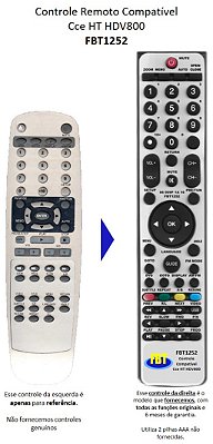 Controle Compatível com Dvd Cce Hdv 800 3300B FBT1252