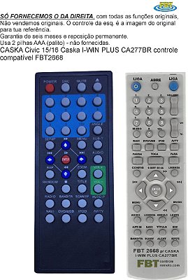 CASKA Civic 15/16 Caska I-WIN PLUS CA277BR Controle Compatível FBT2668