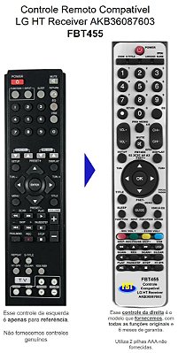 Controle Remoto Compatível - LG AKB36087603 HT503 AKB36087608 FBT455