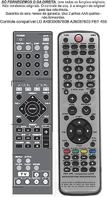Controle Remoto Compatível - LG AKB36087603 HT503 AKB36087608