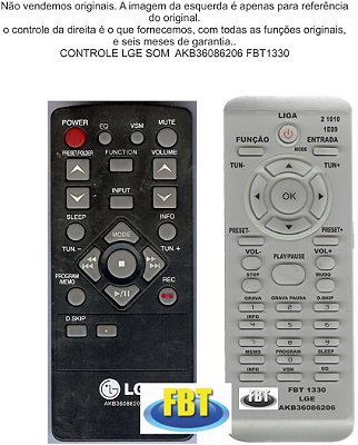 Controle Remoto Compatível - LG  Som  AKB36086206 FBT1330