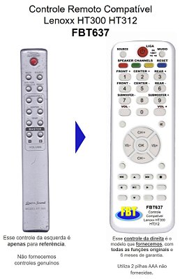 Controle Remoto Para Home Theater Lenoxx Ht 300 /// Fbt 637