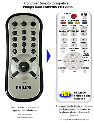 Controle Compatível Som Philips FMW185 FBT2905