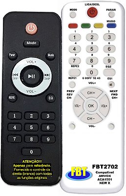 Controle Compatível AMVOX ACA 1501 NEW X CAIXA AMP  FBT2702