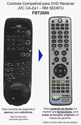 Controle Compatível para DVD Receiver JVC CA - Ex1 - RM SED8TU FBT 2685