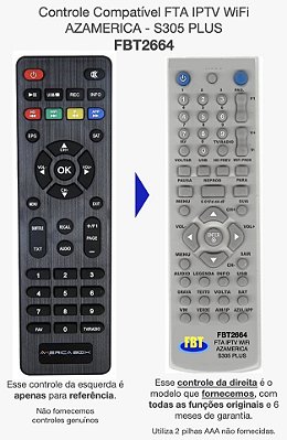 Controle Para Fta Iptv Wifi Azamerica - S305 Plus Fbt 2664