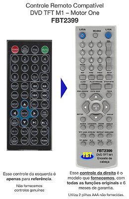 Controle Remoto Compatível DVD TFT M1 Motor One FBT2399