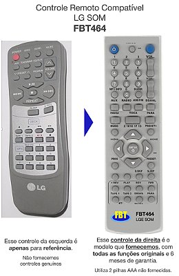 Controle Remoto Compatível LG SOM FBT464