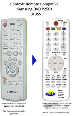 Controle Remoto Compatível DVD Samsung Karaokê P250K 0011E FBT355