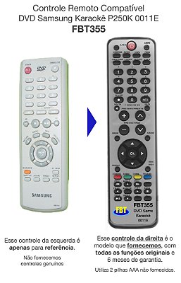 Controle Remoto Compatível DVD Samsung Karaokê P250K 0011E FBT355