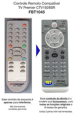 Controle Remoto Compatível TV Premier CTV1928SR FBT1045