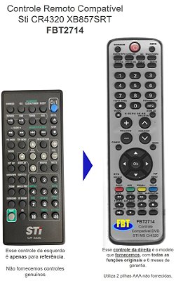 Controle Remoto Compatível DVD STi MS XB857SRT CR4320 FBT2714