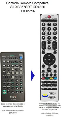 Controle Remoto Compatível DVD STi MS XB857SRT CR4320 FBT2714