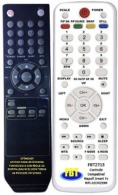 Controle Remoto Compatível TV LCD Napoli NPL2678 NPL4299H FBT2713
