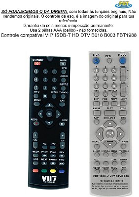 Controle Compatível Vii7  Isdbt Hd Dtvb013 B003 Fbt1988