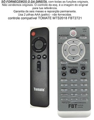 Controle Compatível Tomate Mts2018 Fbt2721