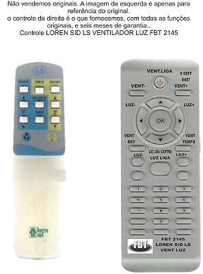 Controle Remoto Compatível - Loren Sid Ls Ventilador/luz FBT2145