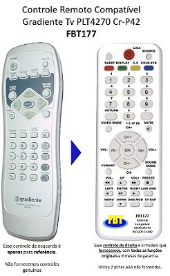 Controle Compativel Gradiente Plt4270 4230 5070 5071 Fbt177