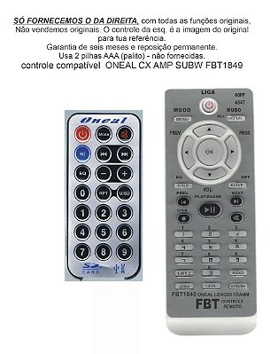 Controle Compatível Oneal Ocm 260 1060 390bt Cx Amp Fbt1849