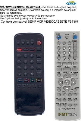 Controle Compatível Semp Vcr Videocassete Fbt857