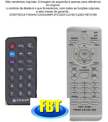 Controle Compatível Com Caixa Amp Frahm Ca150,ca300,mf200bt Fbt2189