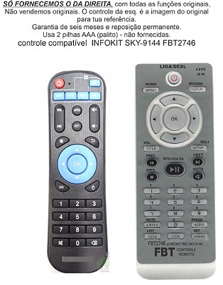 Controle Compatível INFOKIT SKY-9144 FBT2746