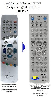 Controle Compatível Com Telesystem F1.1 F1.2 FBT1427