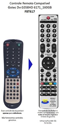 Controle Compativel Com Gotec Rec+hdddvr1058hd 6171_160gb 10 FBT617