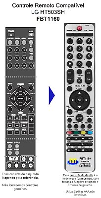 Controle Compatível Com LG Hometheater Ht503sh Fbt1160