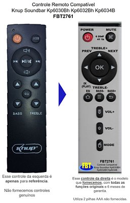 Controle Remoto Compatível Com KNUP SOUNDBAR KP6032BH 6030BHFBT2761