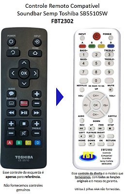 Controle Compativel Com TOSHIBA SOUNDBAR SB5510 FBT2764