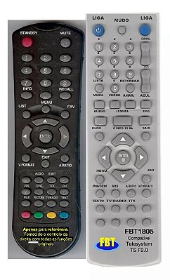 Controle Compatível Com RECEPTOR TELESYSTEM TS F2.0 FBT1805
