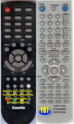 Controle Compatível Com KRAZER TVD1080-BR ZINWELL ZBT620N FBT1156