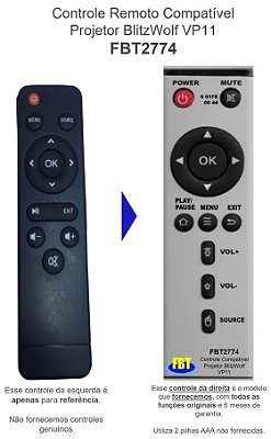 Controle Compatível Com BLITZWOLF PROJ VP15 FBT2774
