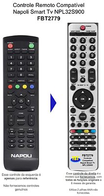 Controle Compatível Com NAPOLI SMART TV NPL32S900 FBT2779