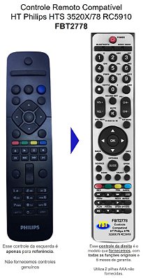 Controle Compatível Para PHILIPS HOME HTS3520X/78 3510 FBT2778