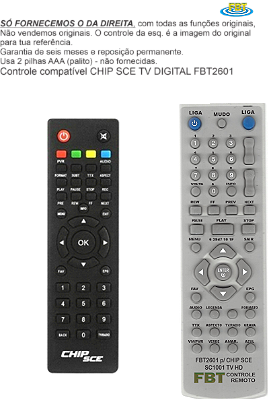 Controle Compatível Com CHIP SCE TV DIGITAL FBT2601
