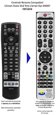 Controle Compatível Com DVD Teto Clarion DYR-09D07 Citroen Xsara FBT2654